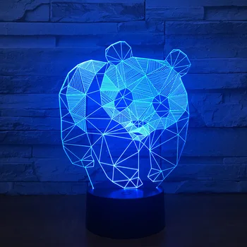 Panda Usb Strange Led 3d Night Light Custom Lovely 7 Color LED Lamp Christmas Decorations Light Gift For Baby Room