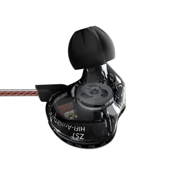 KZ ZST Black Armatura Dual Driver słuchawki odłączany kabel w uchu Аудиомониторы oslona dzwiekochlonna HiFi muzyka sportowe słuchawki