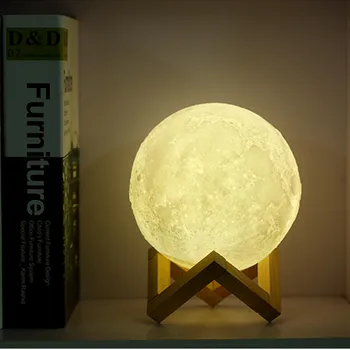 Drukowanie 3D światło Księżyca czujnik dotykowy pilot zdalnego sterowania 16 kolorów LED Night Light Dimmable USB akumulator sypialnia szafka nocna lampka
