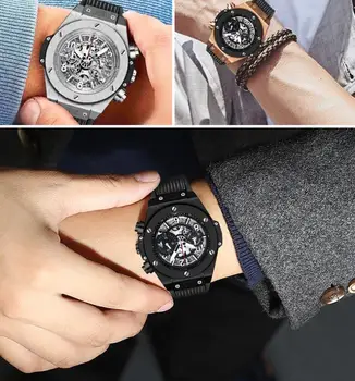 Top marki zegarki męskie moda wojskowa handlowy luksusowe Sportowe Męskie zegarek kwarcowy chronograf zegarek silikonowy pasek Relogio Masculino