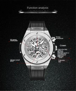 Top marki zegarki męskie moda wojskowa handlowy luksusowe Sportowe Męskie zegarek kwarcowy chronograf zegarek silikonowy pasek Relogio Masculino
