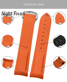 Gumowy pasek silikonowy do zegarka Omega Speedmaster Seamaster Aqua Terra Zegarek Belt 20 mm 22 mm męski pasek do zegarków bransoletka pomarańczowy