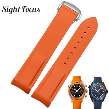 Gumowy pasek silikonowy do zegarka Omega Speedmaster Seamaster Aqua Terra Zegarek Belt 20 mm 22 mm męski pasek do zegarków bransoletka pomarańczowy