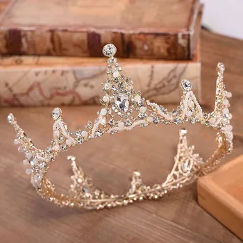 Styl vintage barokowe Korony ślubne dla panny młodej Noiva Bling crystal tiary i korony rhinestone opaski dla kobiet biżuteria do włosów