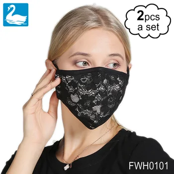 2 szt. bawełniane usta Maska koronki maska do twarzy z 3 aktywny filtr węglowy wiatroszczelna Mężczyźni Kobiety moda maski ochronne wielokrotnego użytku