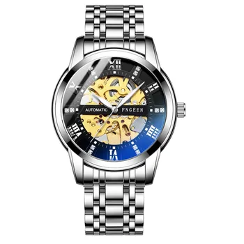 Modne Męskie Zegarek Automatyczny Zegarek Analogowy Hollow Top Brand Luxury Clock Sportowe Wodoodporny Zegarek Kwarcowy Men Relogio Masculino