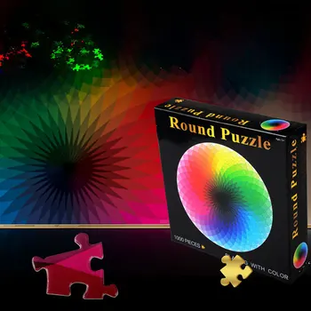 TONQUU Puzzle Round Rainbow Color Gradient Wooden Puzzle Adult Kids DIY Educational Toy Gift