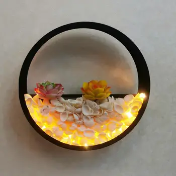 Nowoczesna prosta kreatywny nordic stolik lampa LED Multi-flesh Plants Wall Lamp Shell Living Room Wall Background Bedroom Round