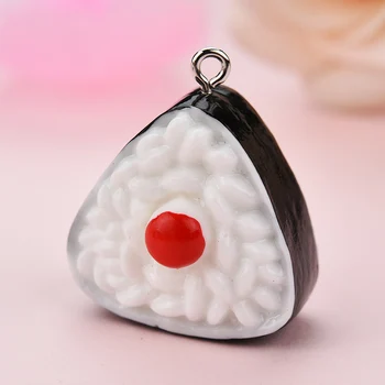 10szt słodkie modelowania ryżowy kula z żywicy zawieszenia pływające kolczyki DIY materiał twórczy jedzenie sushi wisiorki biżuteria akcesoria YZ429