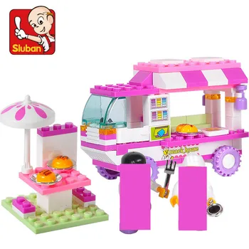 Lampy 102pcs City Girl Vans Old Snack House Snack Car Building Blocks Friends Playmobil Brinquedos Bricks zabawki edukacyjne dla dziewczyn