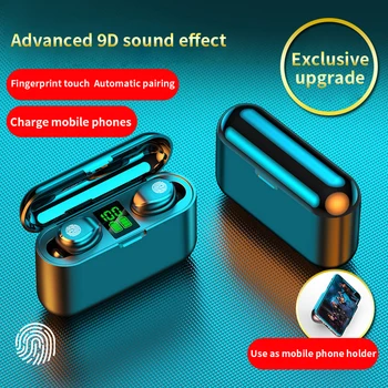 2000MAH Bluetooth Bezprzewodowe słuchawki z mikrofonem sportowe wodoodporne TWS słuchawki Bluetooth sterowanie dotykowe, zestaw słuchawkowy słuchawki telefon
