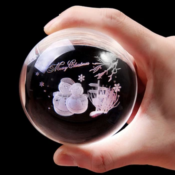 Twórczy Kryształ Grawerowanie Laserowe Christmas Motyw Dekoracji Piłkę Mikołaj Szablon Kryształowej Kuli Prezent Na Boże Narodzenie Bałwan Glob
