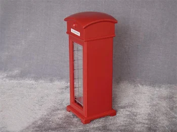 Miniaturowy model 1:12 drewniana Czerwona publiczna budka telefoniczna budynek piasek tabela modelu materiały