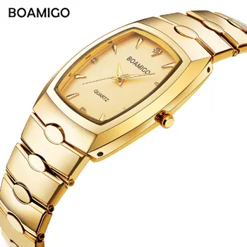 BOAMIGO mężczyźni zegarek kwarcowy luksusowe mężczyźni ubierają zegarek złoto ze stali nierdzewnej zegarek 2017 rhinestone prezent zegarek relogio masculino