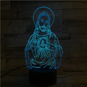 Akrylowe 3D led lampki nocne Jezus dotykowy oprawa kreatywne prezenty biały czarny Lava baza lampka nocna lampa stołowa sypialnia