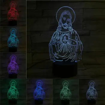 Akrylowe 3D led lampki nocne Jezus dotykowy oprawa kreatywne prezenty biały czarny Lava baza lampka nocna lampa stołowa sypialnia