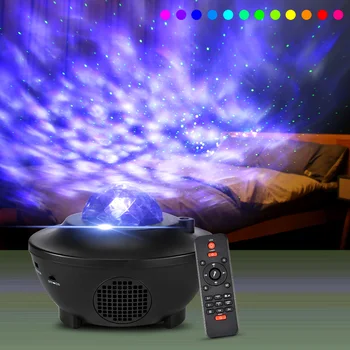 Galaxy Starry projektor led światło Bluetooth, odtwarzacz muzyczny pilot zdalnego sterowania głośnik Ocean Wave USB ładowanie lampa prezenty