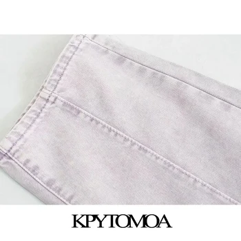 KPYTOMOA Women 2020 Chic Fashion High Waist Jeans Vintage Zipper Fly Pockets spodnie dżinsowe spodnie damskie jeansowe spodnie do kostki Mujer