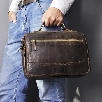 Oryginalna skórzana męska casual torba Tote Messenger bag Satchel Design Crossbody One Shoulder bag College School Book Bag dla mężczyzn 648-d