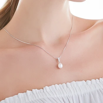 925sterling Srebrny naszyjnik wisiorek dla kobiet autentyczne prawdziwy AAAA wysokiej jakości naturalne słodkowodne perły wisiorek jewelry8-9mm