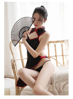 Bielizna Sexy Косплейное Bielizna Cheongsam Lolita Vintage Vampire Costume Backless Long Role Play Babydoll Dress