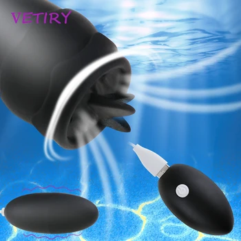 VETIRY 12 Speed Dildo Vibrator, Remote Control USB Vibrating Egg, stymulator pochwy, łechtaczka, lizanie języka, sex zabawki dla kobiet