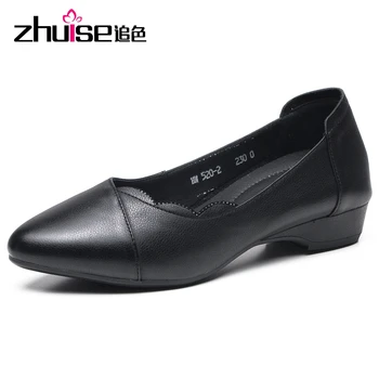 ZHUISE 2020 Soft Bottom Women Flats skóra naturalna Mother Shoes Wygodne Оксфордская buty dla kobiet, buty damskie лоферы mokasyny