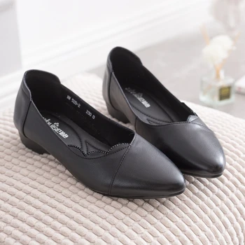 ZHUISE 2020 Soft Bottom Women Flats skóra naturalna Mother Shoes Wygodne Оксфордская buty dla kobiet, buty damskie лоферы mokasyny