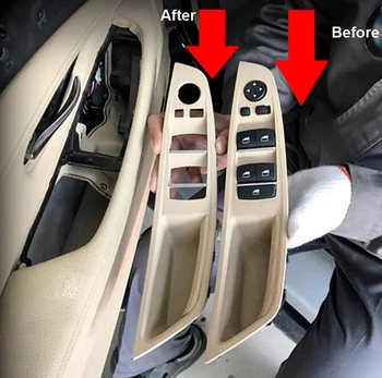 Skóra naturalna lewy LHD kierownica do BMW serii 5 F10 F11 F18 beżowy wnętrze samochodu klamka wewnętrzna panel drążek wykończenie pokrywa klamka