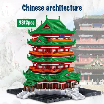 Nowe miasto znana architektura mini cegły twórca Diament Tengwang pavilion Yueyang wieża bloki zabawki dla dzieci, prezenty
