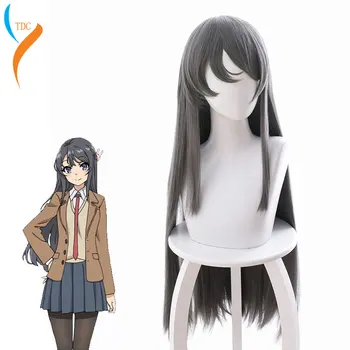 Sakurajima Mai szary długi peruka cosplay kostium Seishun Buta Yarou wa Bunny Girl Senpai no Yume wo Minai odporne na włosy