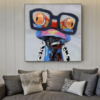 Żaba z przeszkloną ścianą sztuka malarstwo zwierząt olej na płótnie sztuka ścienne obrazy do salonu wystrój domu bez ramki HD w druku