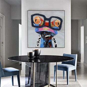 Żaba z przeszkloną ścianą sztuka malarstwo zwierząt olej na płótnie sztuka ścienne obrazy do salonu wystrój domu bez ramki HD w druku