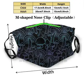 Opalizujący grzyby druku wielokrotnego użytku Pm2.5 Filtr DIY usta Maska dzieci Grzyb opalizujący Grzyby Grzyby Trippy
