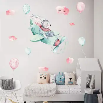 Vacclo rysunek Akwarela Królik chmura balon ściany naklejki przedszkole klatka schodowa tło ozdoby samoprzylepne naklejki
