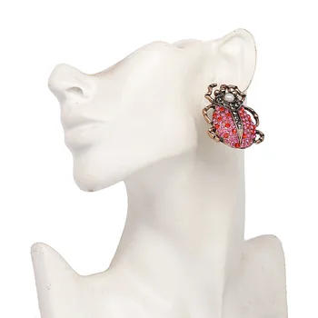 Rocznika rhinestone stop biedronka kolczyki pręta dla kobiet moda moda biżuteria artystycznej oświadczenie kolczyki hurtowych