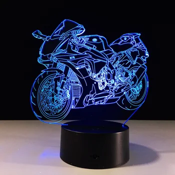 3d nowość motocykl lampa nocne światła Led dekoracyjne Lampara nocne 7. zmiana koloru Bulbing czujnik światła chłopiec PREZENT