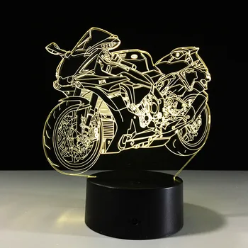 3d nowość motocykl lampa nocne światła Led dekoracyjne Lampara nocne 7. zmiana koloru Bulbing czujnik światła chłopiec PREZENT