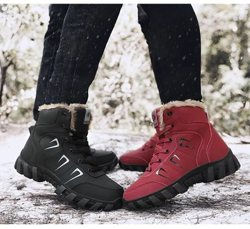 Miłośnicy skóry uliczne buty turystyczne zimowe męskie buty z futerkiem piesze wycieczki, polowanie buty sportowe Męskie buty do biegania w trudnym terenie