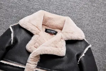 Zimowa dziecięca płaszcz ze sztucznego futra owczej wełny plus ciepłe kurtki, odzież z imitacji skóry rów modis dla dzieci skórzane kurtki Y2550