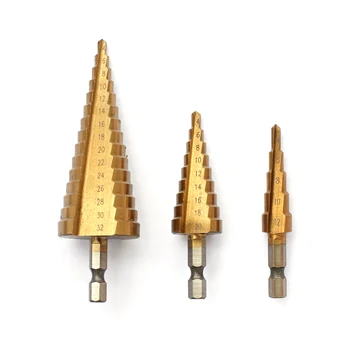 4-32mm powłoka tytanowa Pagoda forma krok wiertło HSS trójkąt cylindryczny otwór wiertło stożkowe wiertło krok wiertło