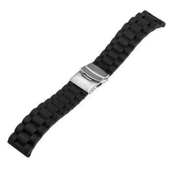 Silikonowy pasek gumowy do zegarka stalowa pasek z klamrą dla Seiko Citizen Casio Watch Band naręczny bransoletka czarny 17 18 19 20 21 22 23 24 mm