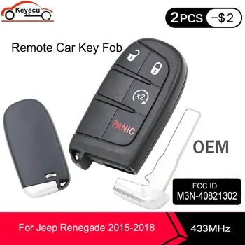 KEYECU OEM Proximity Smart Remote Car Key Fob 433MHz 4 przyciski 4A do Jeep Renegade 2016 2017 2018 FCC ID: M3N-40821302