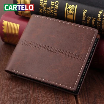 CARTELO 2020 nowy portfel męski krótki portfel skóra matowa retro męski krótki portfel Мультикарточный Portfel portmonetka