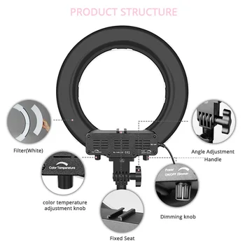 Samtian ring light dimmable ring lamp with tripod 18inch 14inch LED ring light for youtube makeup photography LED ringlight