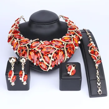OUHE Indian Fashion Jewellery Bohemia Crystal Naszyjnik Sets The Jewelry Brides Party akcesoria ślubne biżuteria