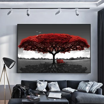 Streszczenie czerwone drzewa płótnie obrazy na ścianie artystyczne plakaty i druki drzewa krajobraz płótno artystyczne obrazy do salonu Куадро