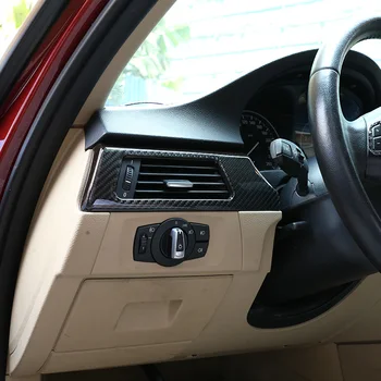 Naklejki z włókna węglowego ze strony kierowcy samochodu wentylacyjny rama klimatyzacji do BMW E90 E92 3 series 2005-2012 LHD i RHD akcesoria