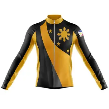 Flaga Filipin nowy z długim rękawem mężczyźni jazda na Rowerze Jersey rowerowa odzież Jersey zimowy polar i cienka odzież rowerowa MTB Ropa Ciclismo