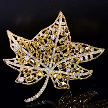 Zlxgirl Classic Gold peach leafs broszka dla kobiet ślub dekoracje ślubne Dubaj szalik szpilki biżuteria mikro betonowa popularne prezenty